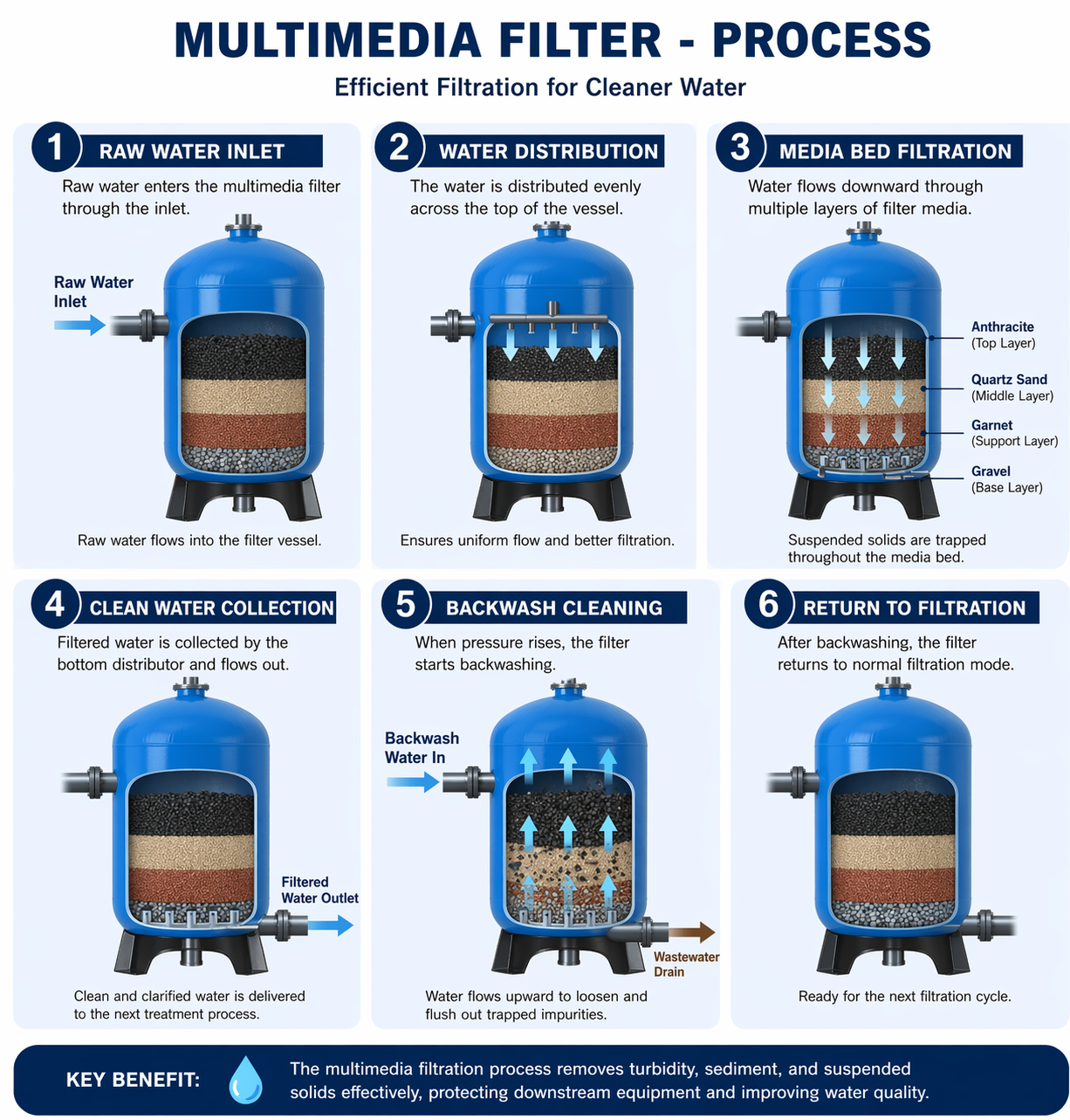 Water Media Filters 5 multimedia filter process